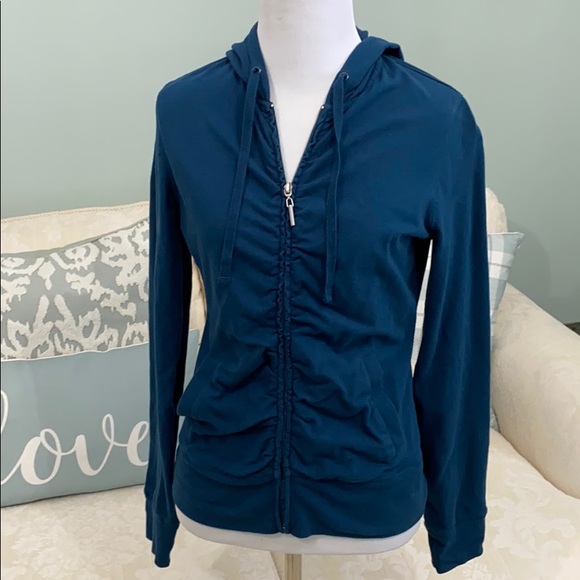 NY & Co Teal Zip Up Hoodie - Picture 2 of 6